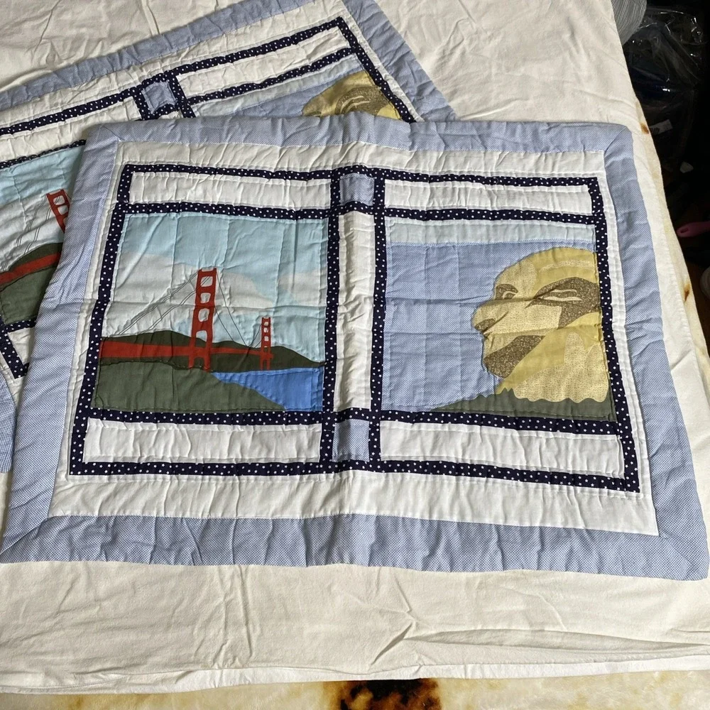 Sunham Home Quilted Pillow Sham Golden Gate Bridge Mt Rushmore 20x26